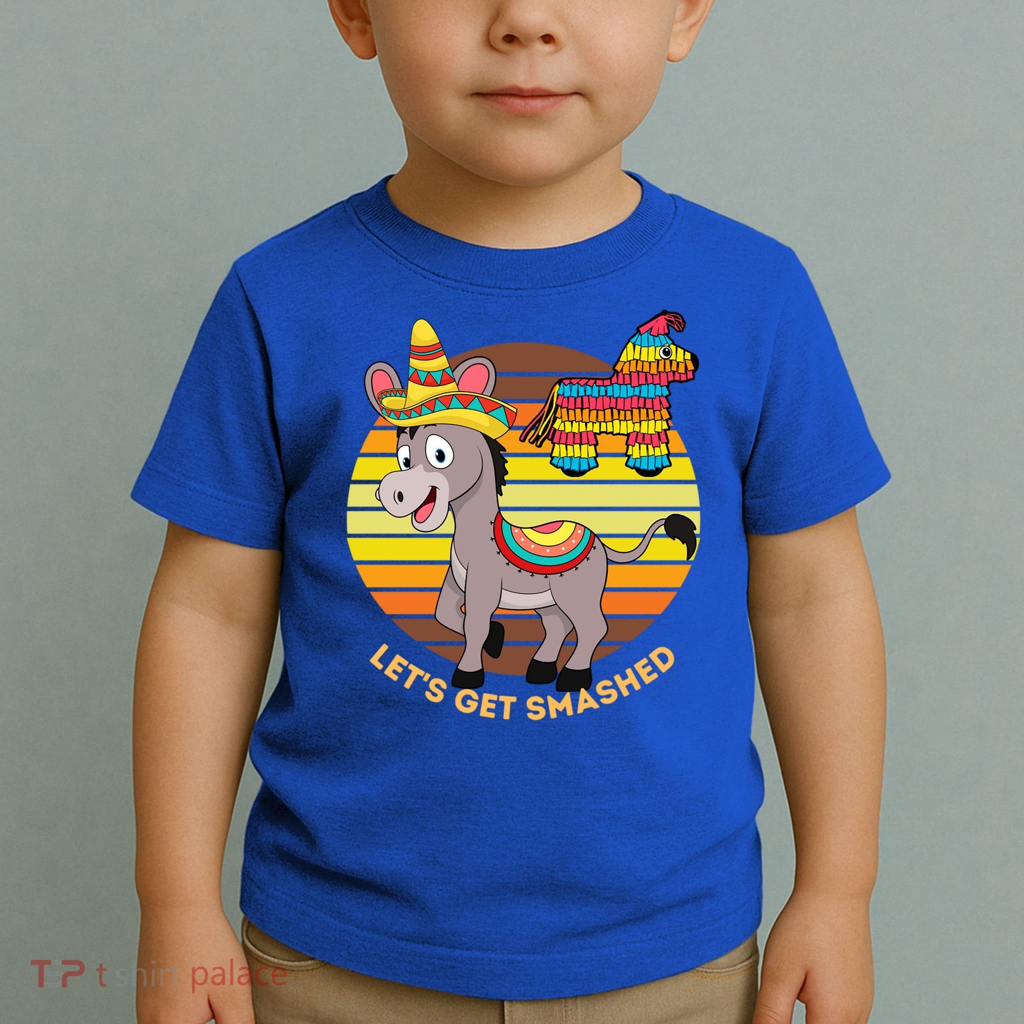 Cinco De Mayo Donkey Sombrero Wearing Burro Lets Get Smashed Gift Toddler T-Shirt