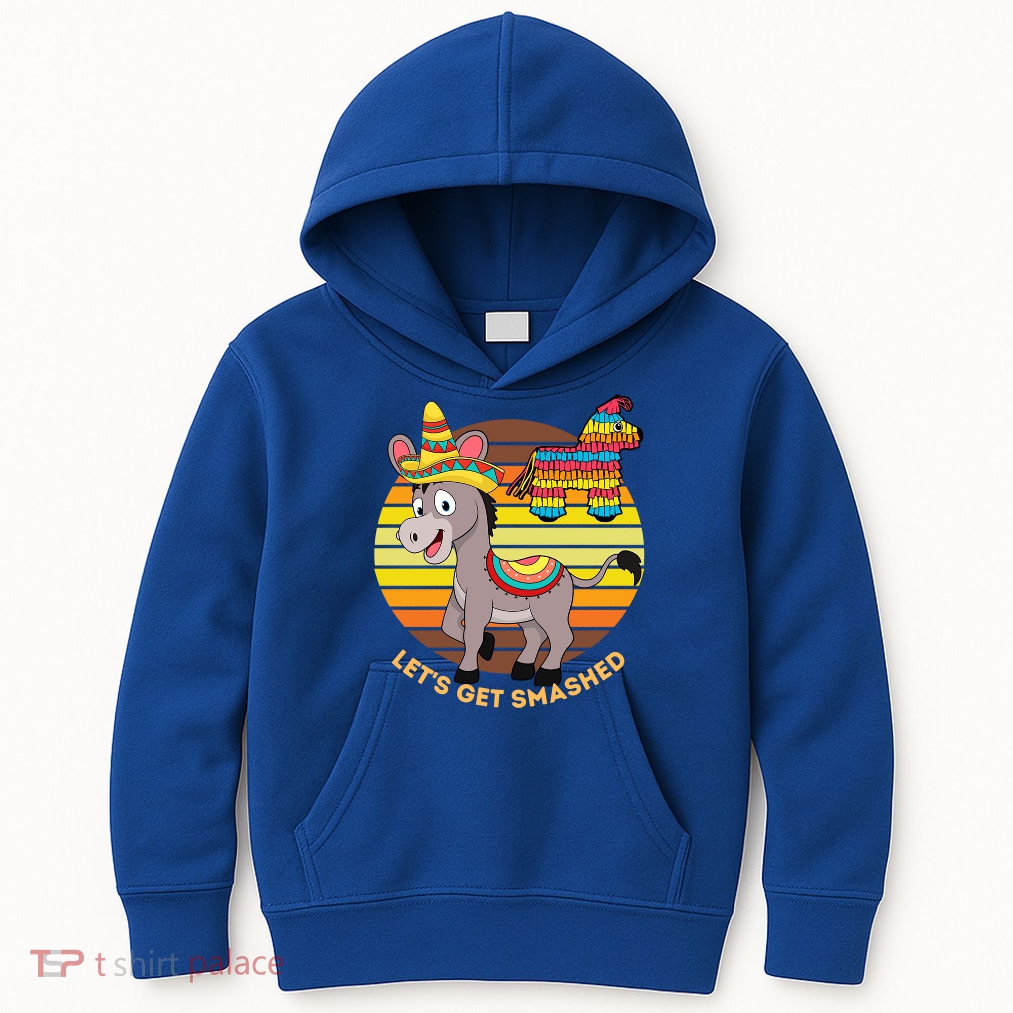 Cinco De Mayo Donkey Sombrero Wearing Burro Lets Get Smashed Gift Kids Hoodie
