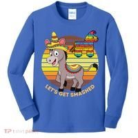 Cinco De Mayo Donkey Sombrero Wearing Burro Lets Get Smashed Gift Kids Long Sleeve Shirt thumb 0
