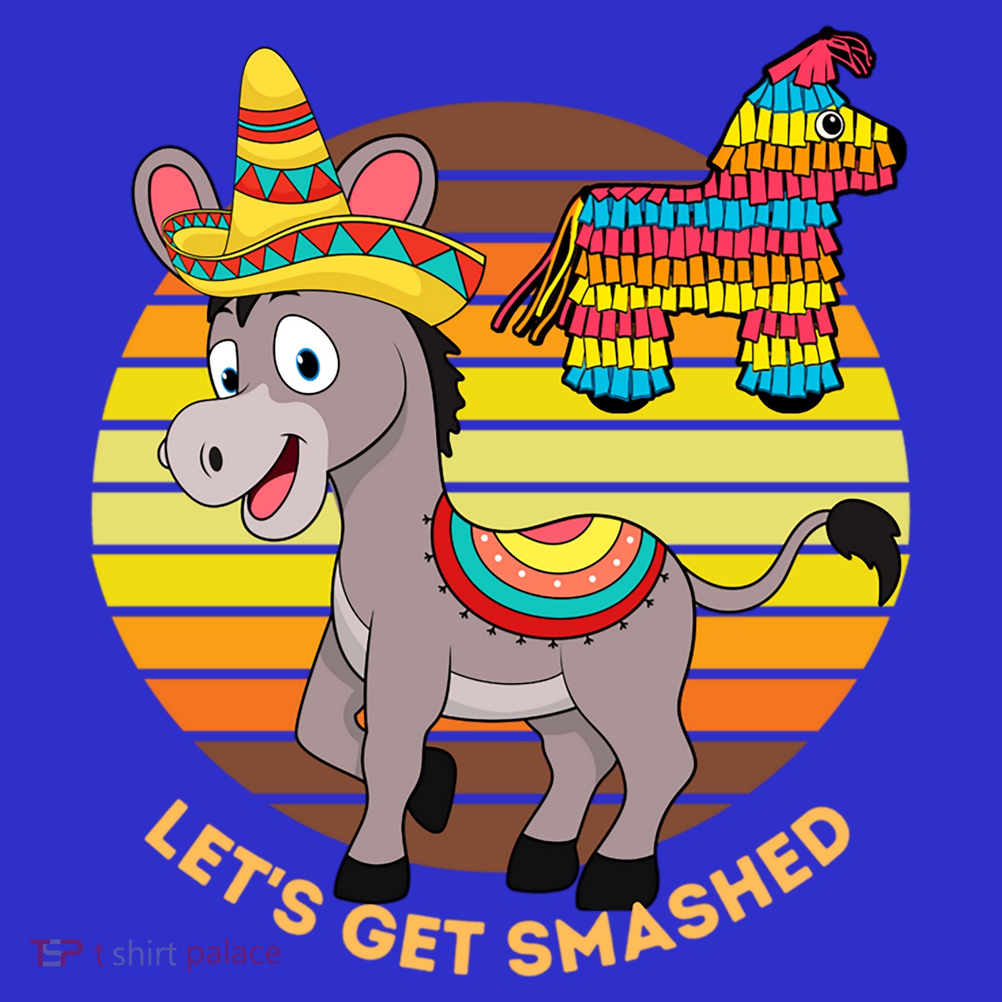 Cinco De Mayo Donkey Sombrero Wearing Burro Lets Get Smashed Gift Kids T-Shirt
