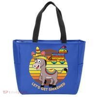 Cinco De Mayo Donkey Sombrero Wearing Burro Lets Get Smashed Gift Tote Bag thumb 0