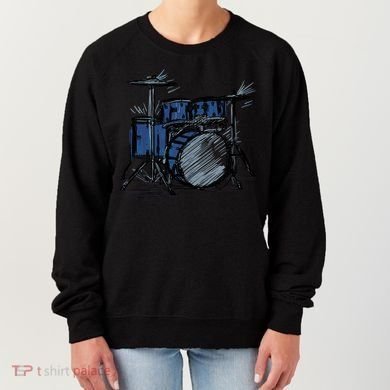 Cool Drummer Music Design Featuring A Sketch Of A Drum Kit Gift Women's Sweatshirt