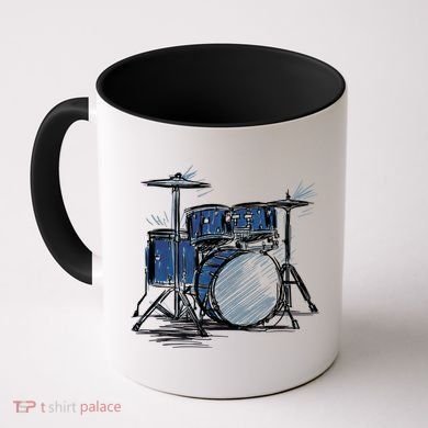 Cool Drummer Music Design Featuring A Sketch Of A Drum Kit Gift Coffee Mug