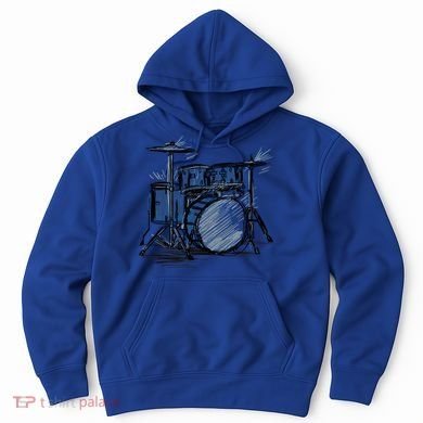 Cool Drummer Music Design Featuring A Sketch Of A Drum Kit Gift Hoodie