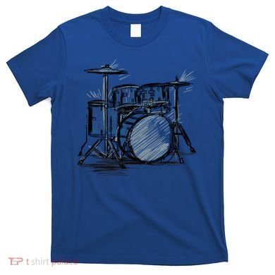 Cool Drummer Music Design Featuring A Sketch Of A Drum Kit Gift T-Shirt