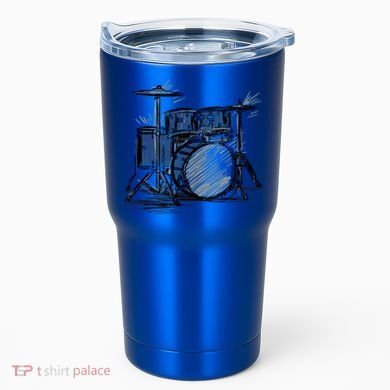 Cool Drummer Music Design Featuring A Sketch Of A Drum Kit Gift Tumbler