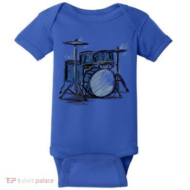 Cool Drummer Music Design Featuring A Sketch Of A Drum Kit Gift Baby Bodysuit