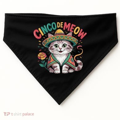Cinco De Meow Funny Cat - Mexican Fiesta For Cinco De Mayo USA-Made Doggie Bandana