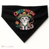 Cinco De Meow Funny Cat - Mexican Fiesta For Cinco De Mayo USA-Made Doggie Bandana thumb 0