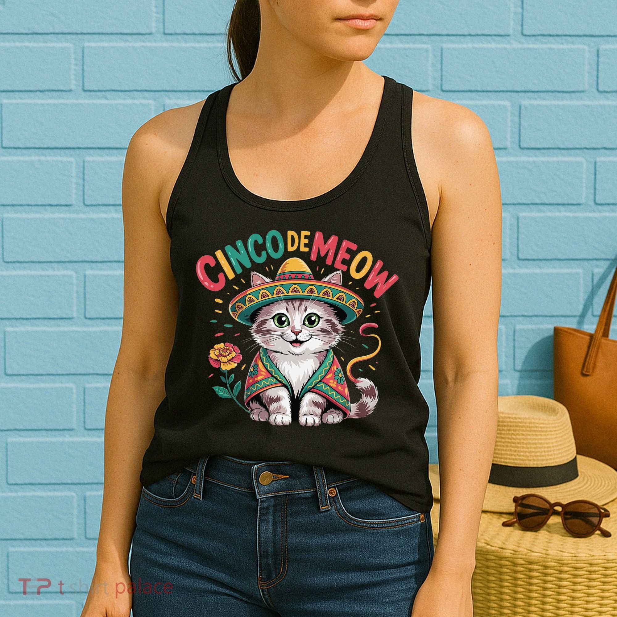 Cinco De Meow Funny Cat - Mexican Fiesta For Cinco De Mayo Women's Tank Top