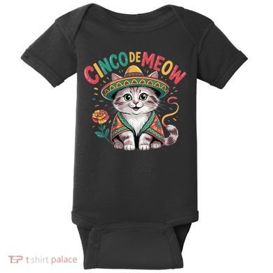 Cinco De Meow Funny Cat - Mexican Fiesta For Cinco De Mayo Baby Bodysuit