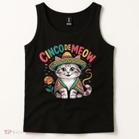 Cinco De Meow Funny Cat - Mexican Fiesta For Cinco De Mayo Tank Top thumb 2