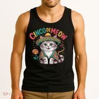 Cinco De Meow Funny Cat - Mexican Fiesta For Cinco De Mayo Tank Top thumb 3