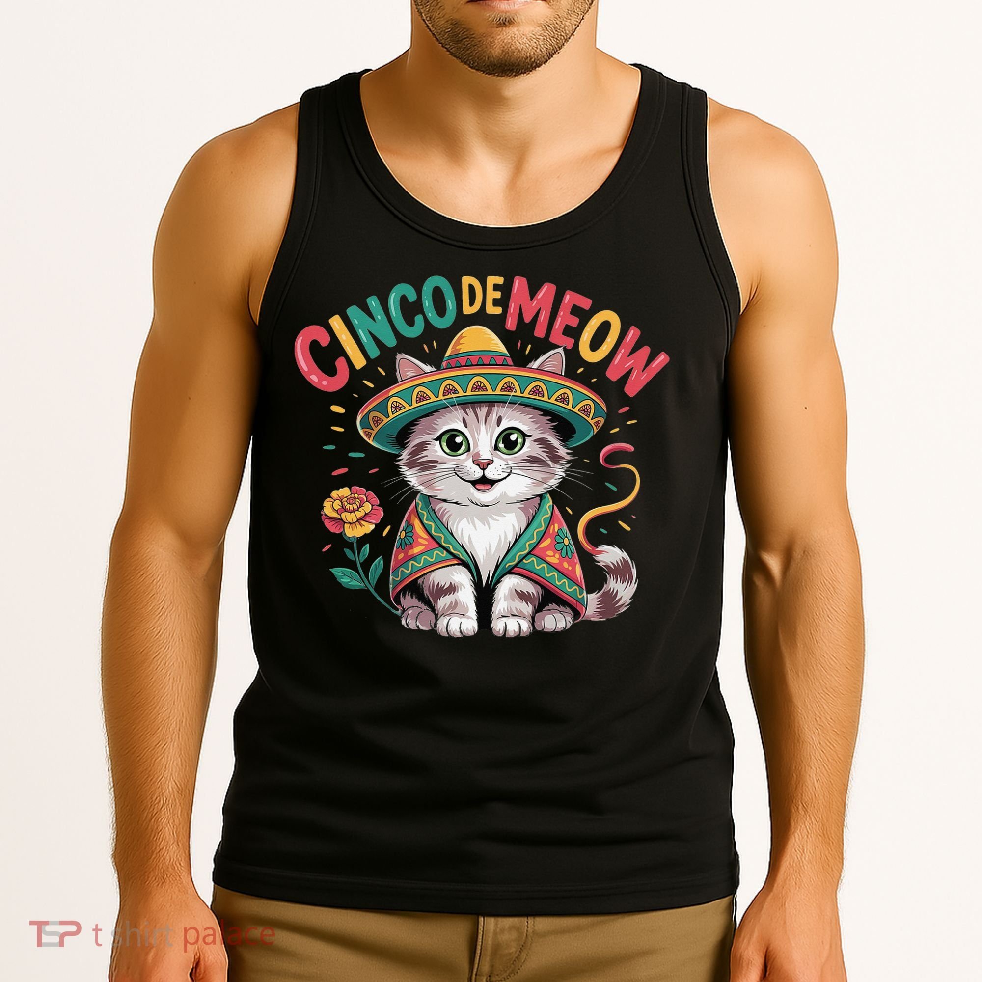 Cinco De Meow Funny Cat - Mexican Fiesta For Cinco De Mayo Tank Top
