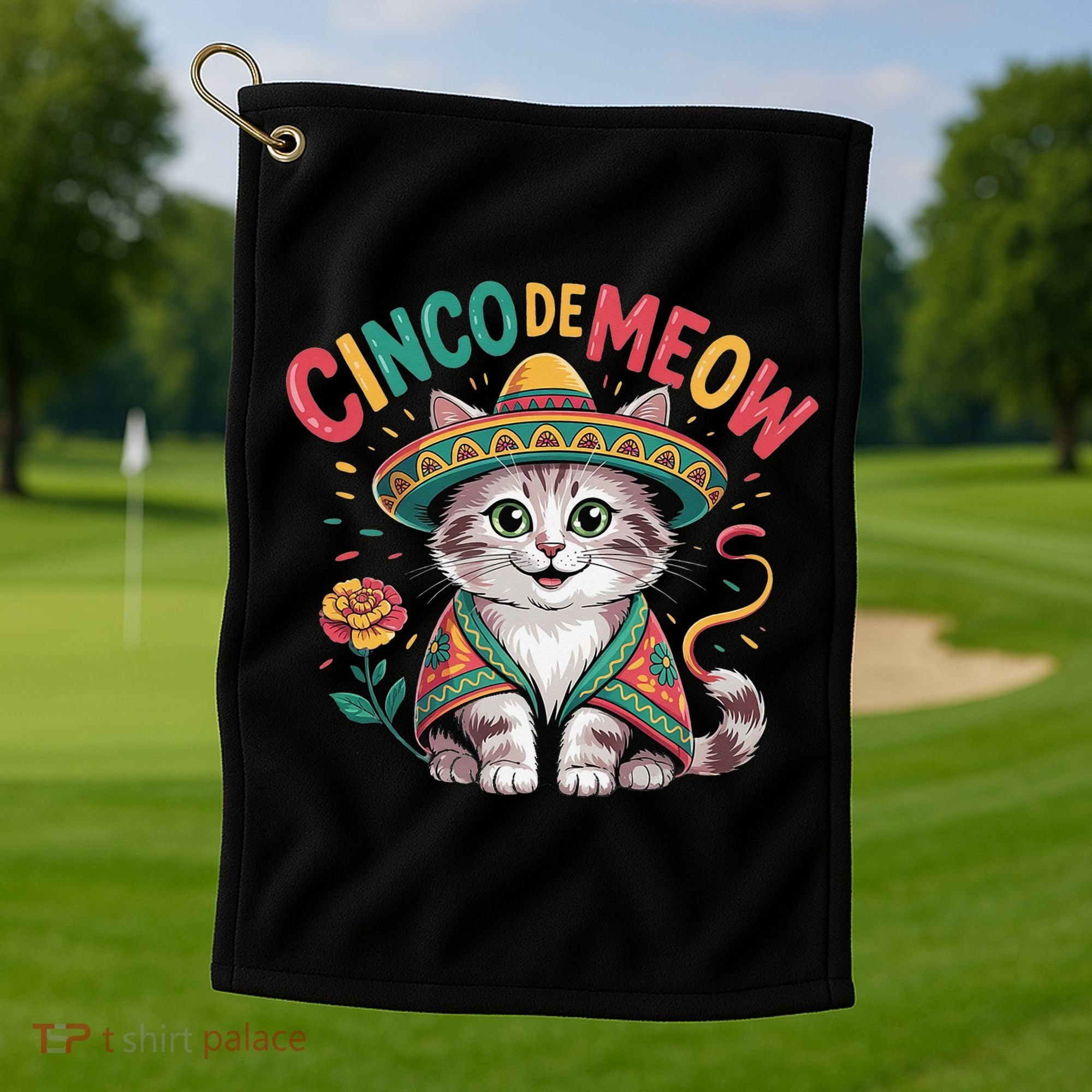 Cinco De Meow Funny Cat - Mexican Fiesta For Cinco De Mayo Golf Towel