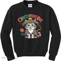 Cinco De Meow Funny Cat - Mexican Fiesta For Cinco De Mayo Kids Sweatshirt thumb 0