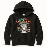 Cinco De Meow Funny Cat - Mexican Fiesta For Cinco De Mayo Kids Hoodie thumb 0