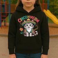 Cinco De Meow Funny Cat - Mexican Fiesta For Cinco De Mayo Kids Hoodie thumb 3