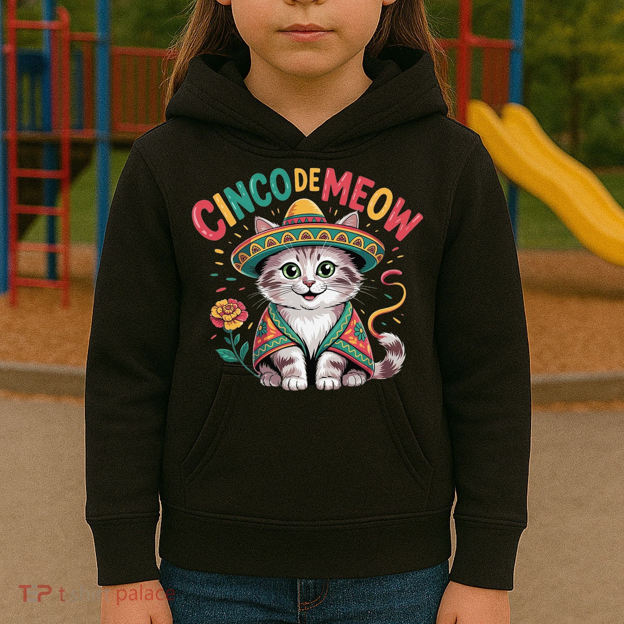 Cinco De Meow Funny Cat - Mexican Fiesta For Cinco De Mayo Kids Hoodie