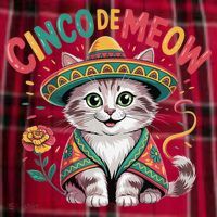Cinco De Meow Funny Cat - Mexican Fiesta For Cinco De Mayo Women's Flannel Plaid Pajama Pants thumb 2