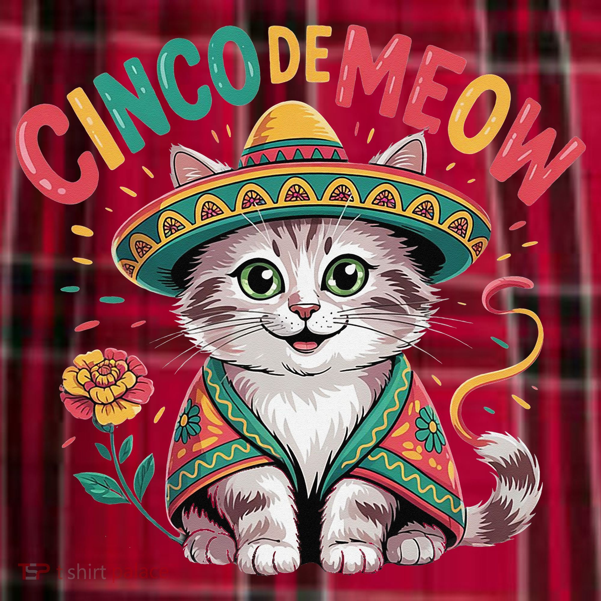 Cinco De Meow Funny Cat - Mexican Fiesta For Cinco De Mayo Women's Flannel Plaid Pajama Pants