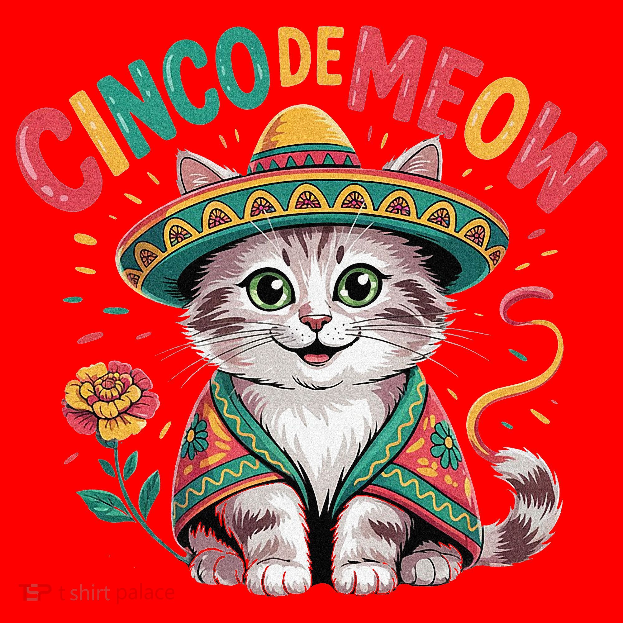 Cinco De Meow Funny Cat - Mexican Fiesta For Cinco De Mayo Santa Hat