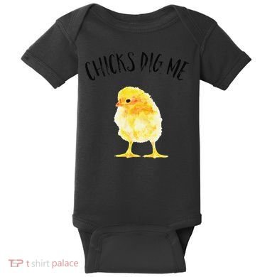 Chicks Dig Me Real Chick Happy Easter Baby Bodysuit
