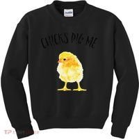 Chicks Dig Me Real Chick Happy Easter Kids Sweatshirt thumb 0