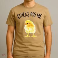 Chicks Dig Me Real Chick Happy Easter T-Shirt thumb 3