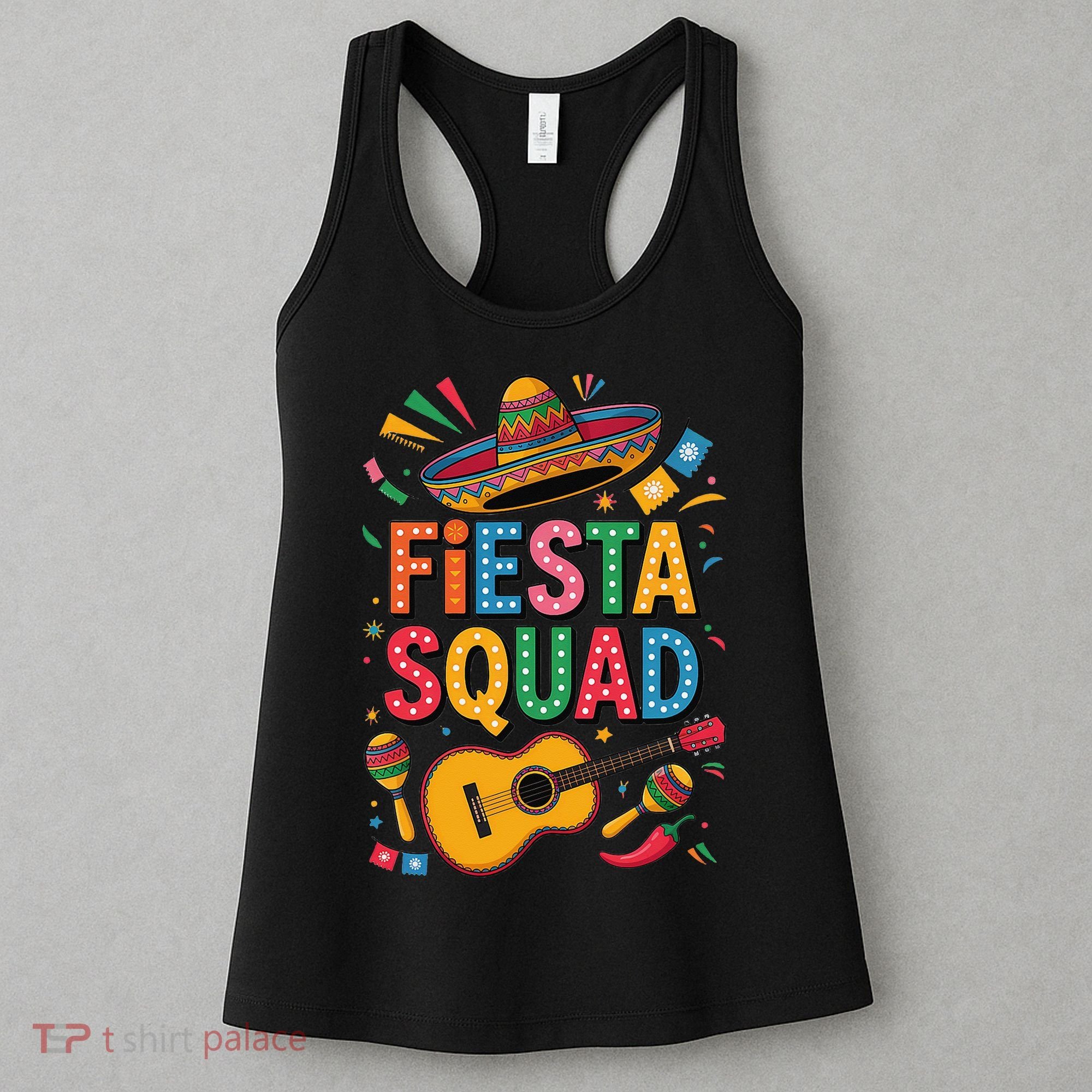 Cinco De Mayo Fiesta Squad Sombrero Guitar Fun Women's Tank Top