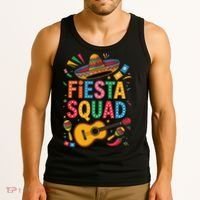 Cinco De Mayo Fiesta Squad Sombrero Guitar Fun Tank Top thumb 3