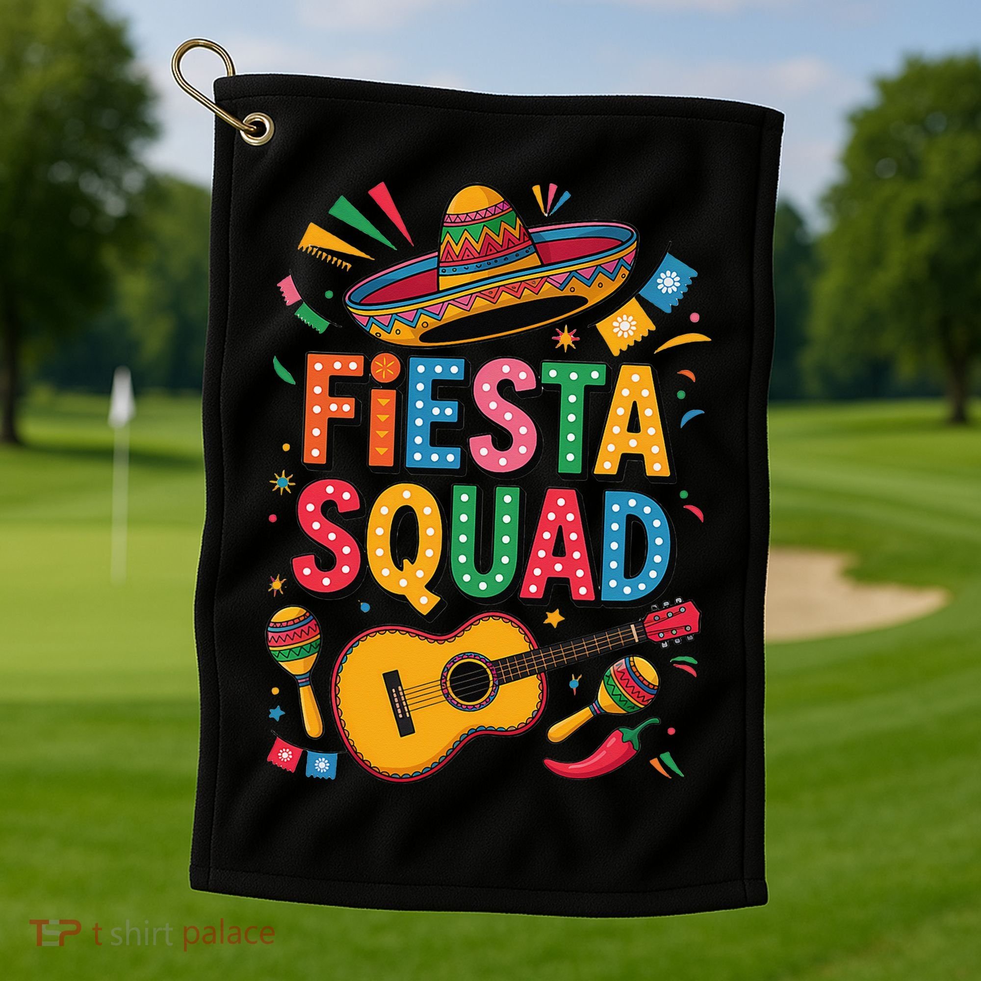 Cinco De Mayo Fiesta Squad Sombrero Guitar Fun Golf Towel
