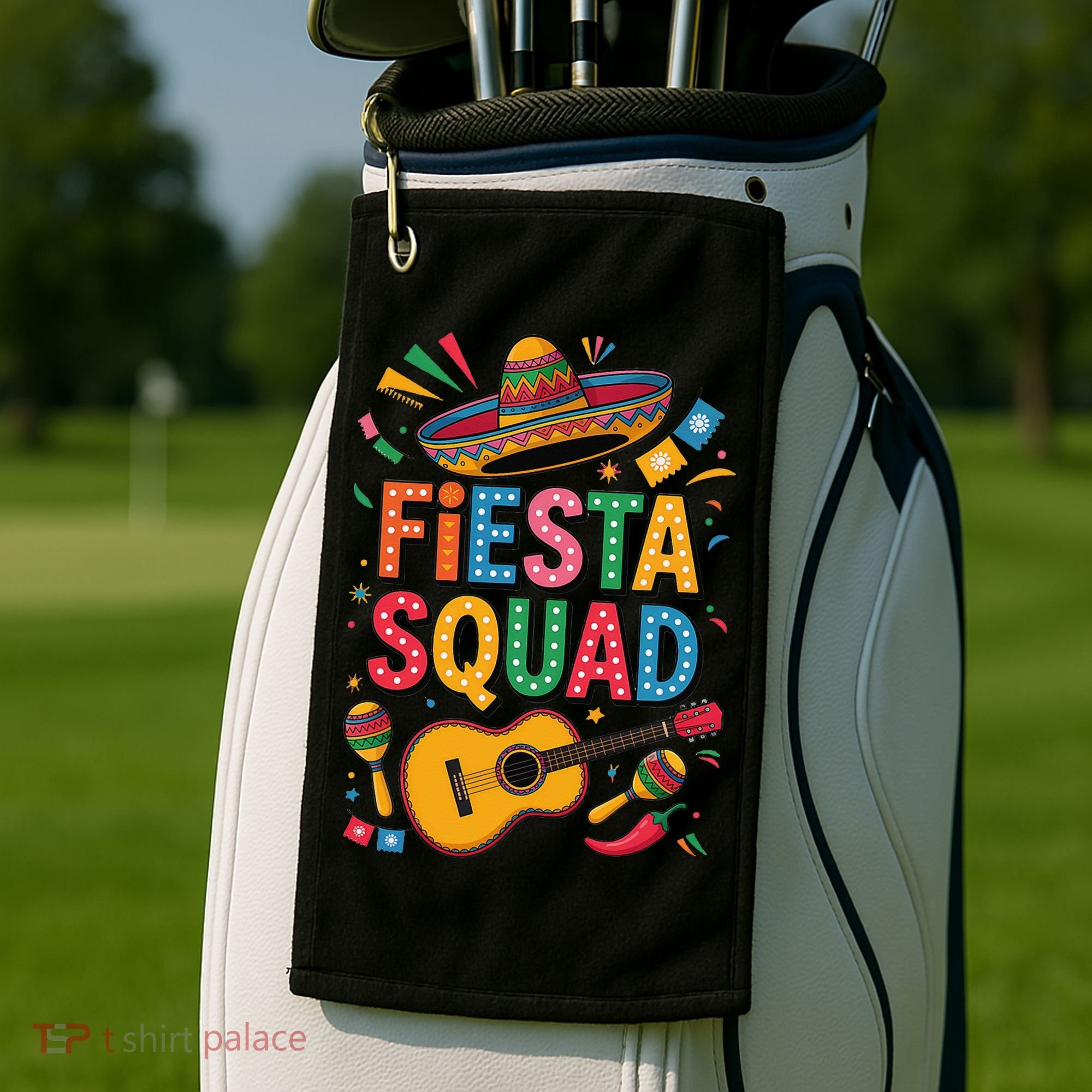 Cinco De Mayo Fiesta Squad Sombrero Guitar Fun Golf Towel