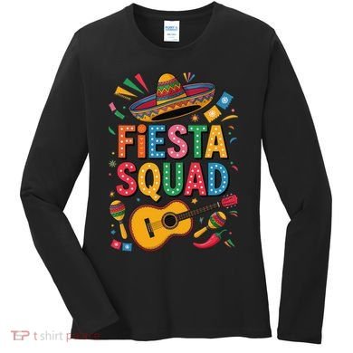 Cinco De Mayo Fiesta Squad Sombrero Guitar Fun Women's Long Sleeve Shirt