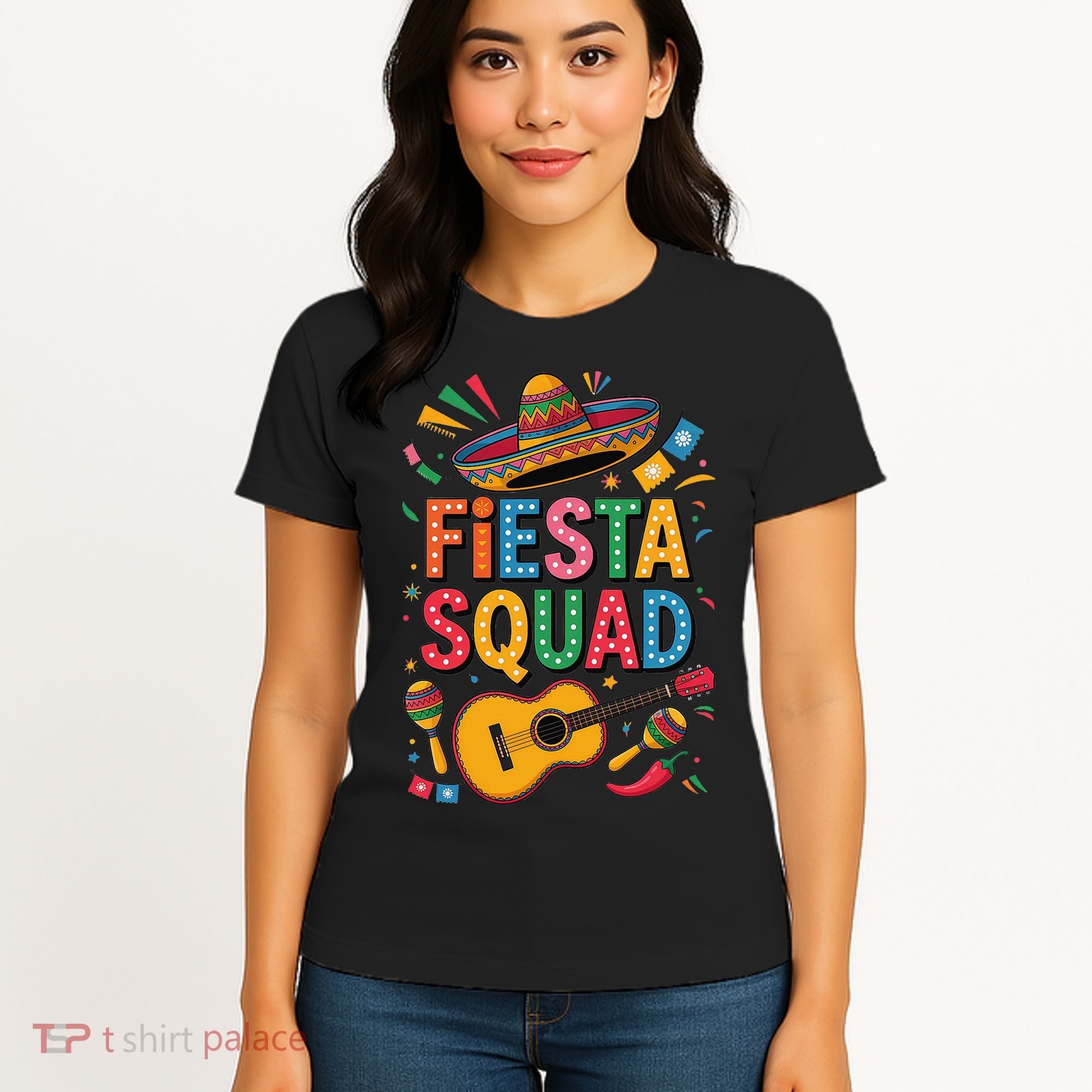 Cinco De Mayo Fiesta Squad Sombrero Guitar Fun Women's T-Shirt