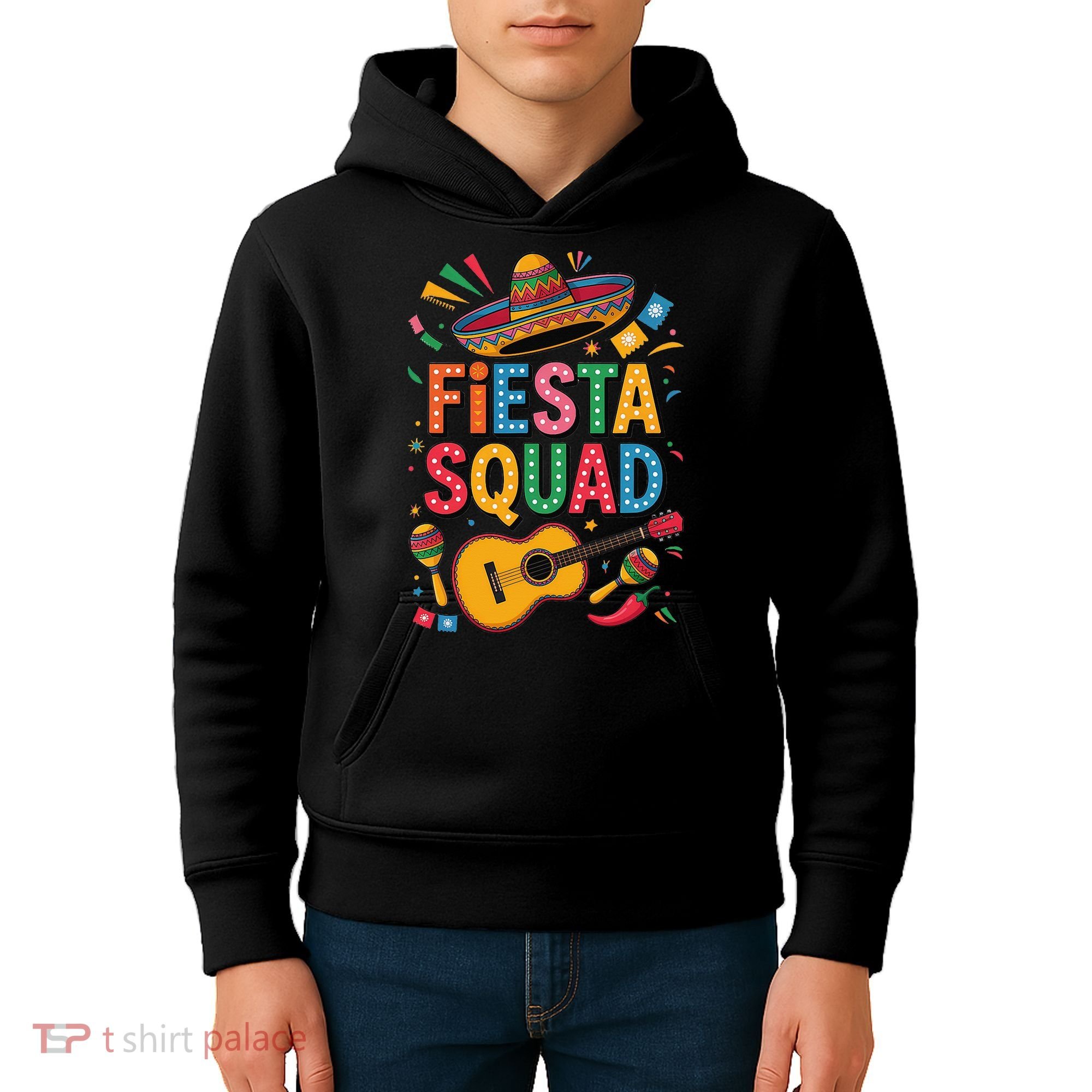 Cinco De Mayo Fiesta Squad Sombrero Guitar Fun Kids Hoodie