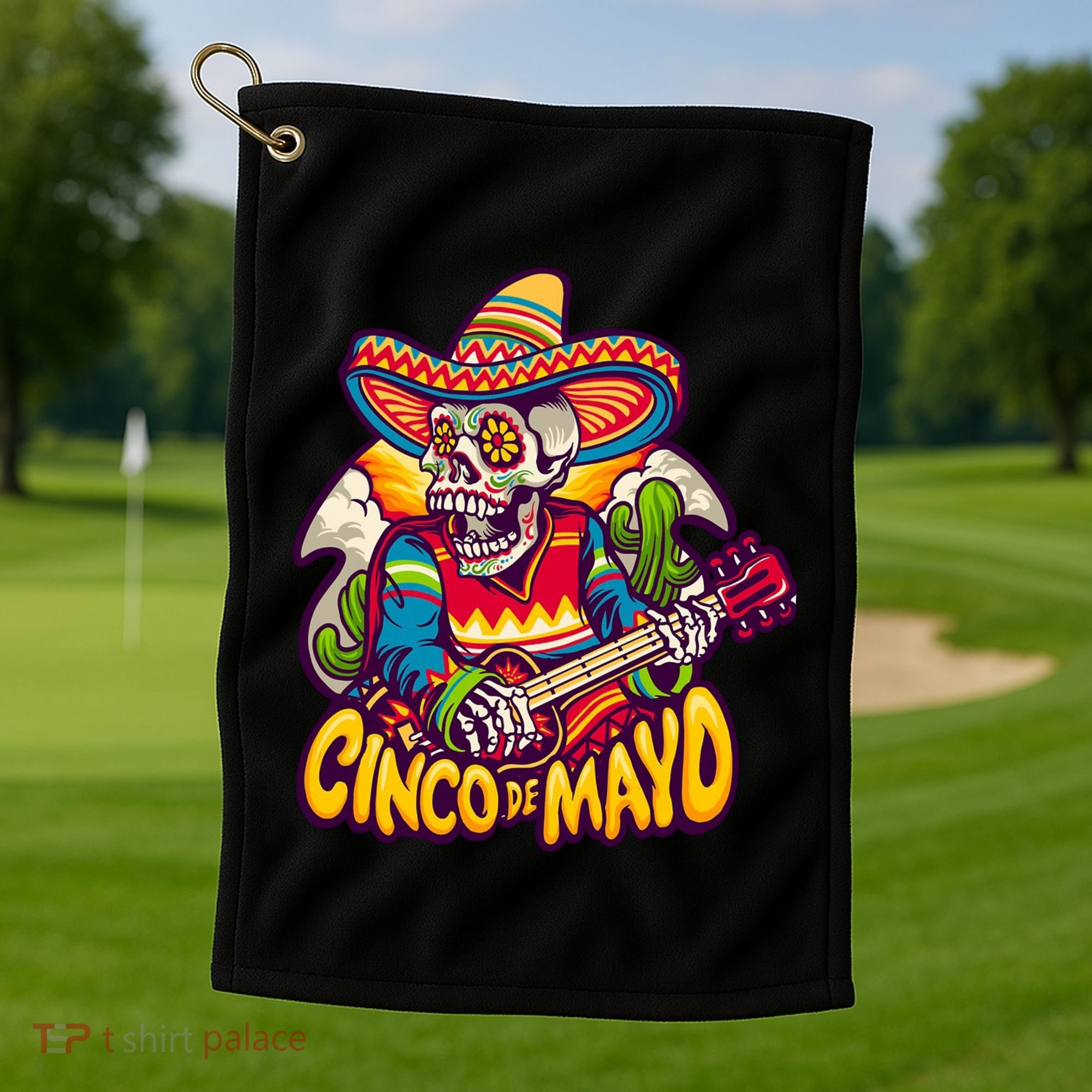 Cinco De Mayo Skull Fiesta Golf Towel