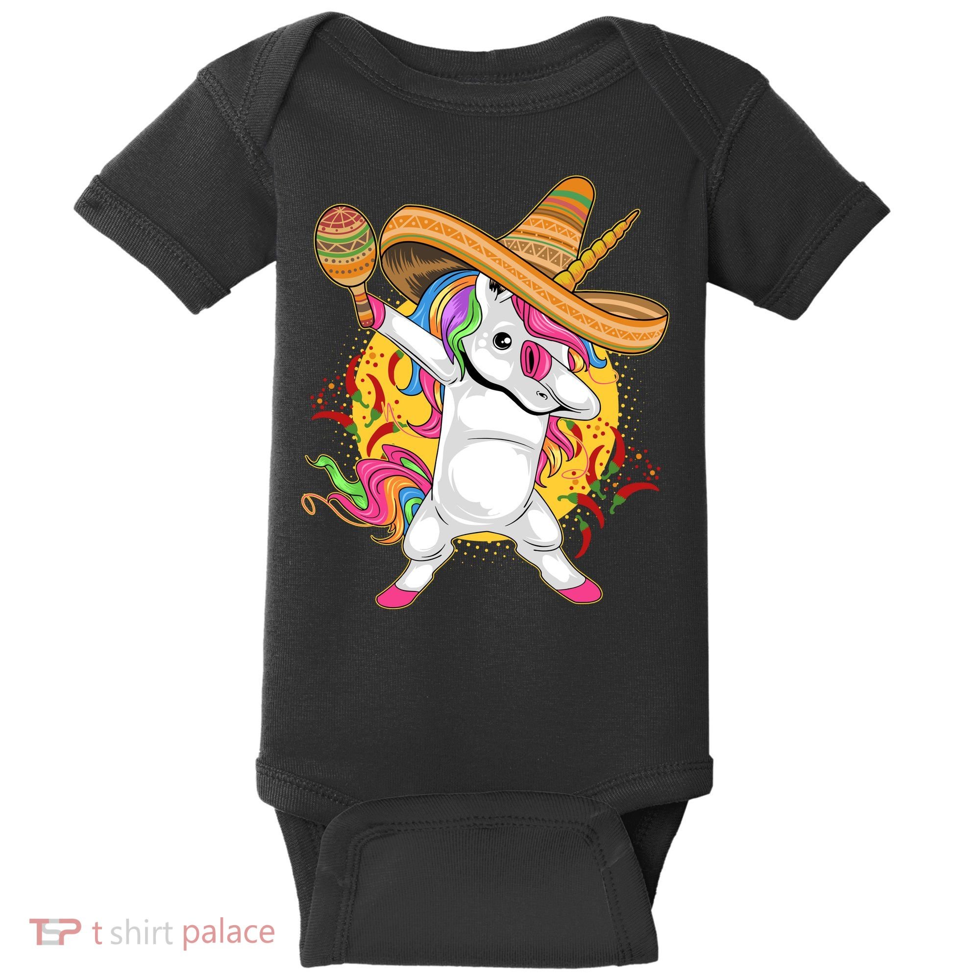 Cinco De Mayo Dabbing Unicorn Baby Bodysuit