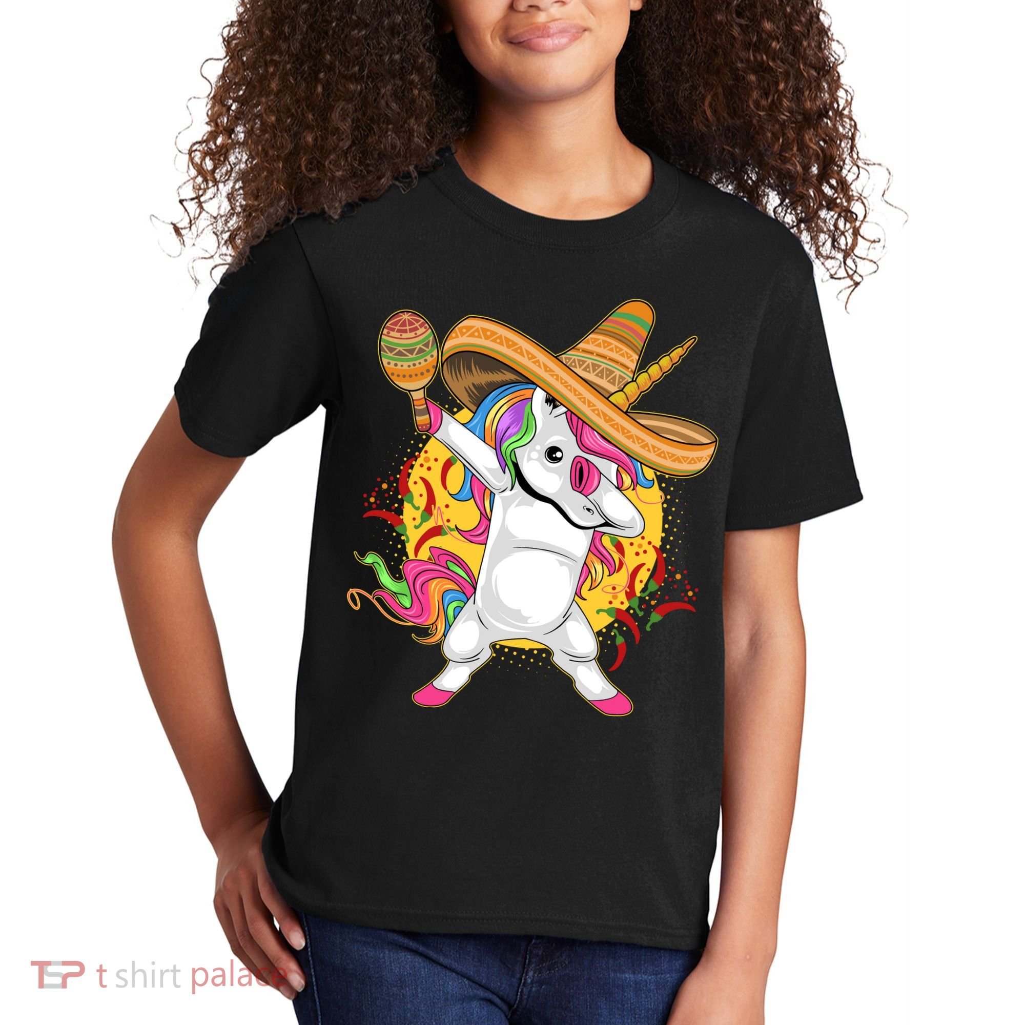 Cinco De Mayo Dabbing Unicorn Kids T-Shirt