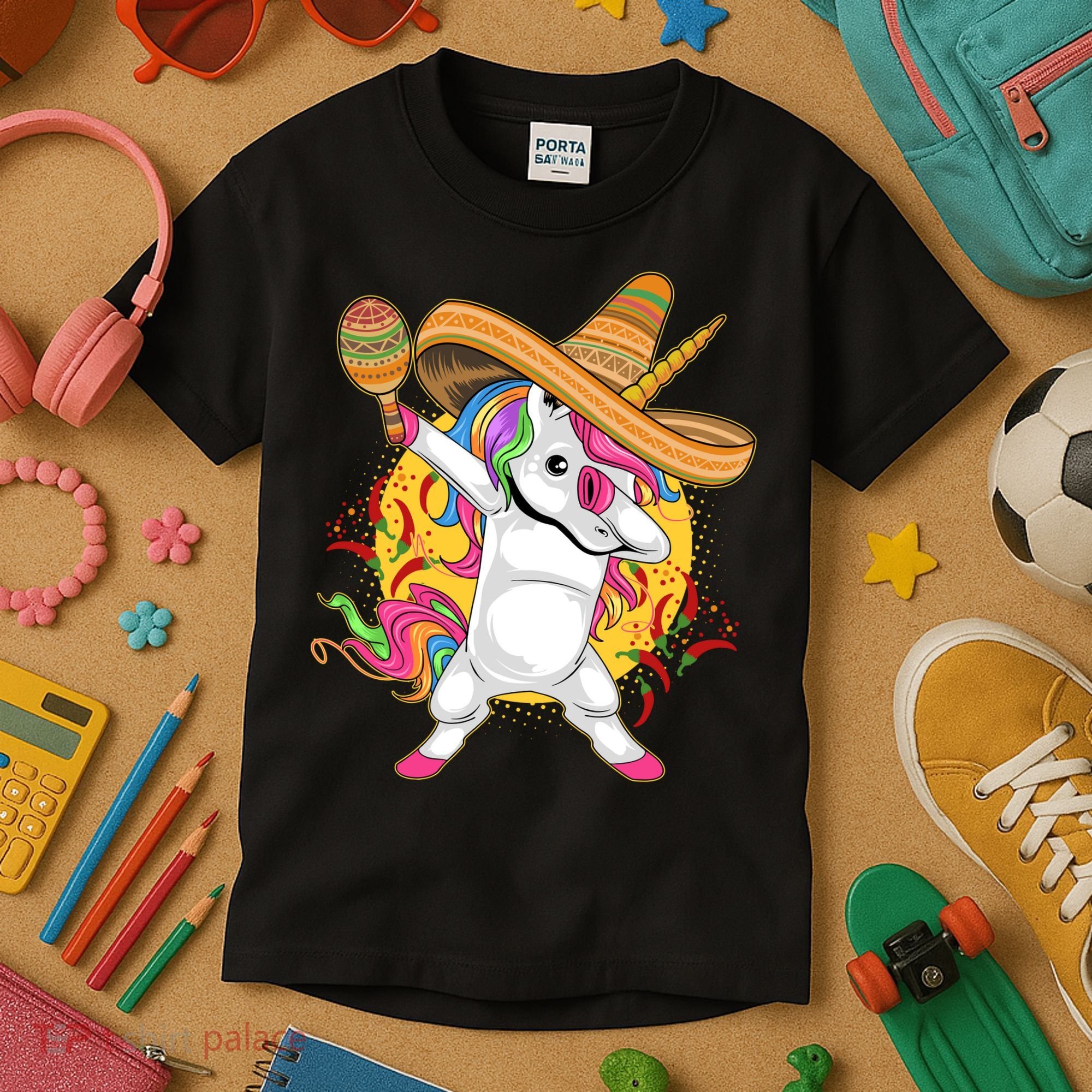 Cinco De Mayo Dabbing Unicorn Kids T-Shirt