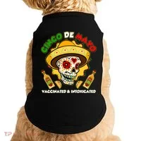 Cinco De Mayo Vaccinated And Intoxicated Sugar Skull Doggie Tank thumb 0