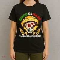 Cinco De Mayo Vaccinated And Intoxicated Sugar Skull T-Shirt thumb 4