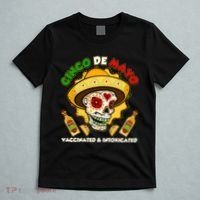 Cinco De Mayo Vaccinated And Intoxicated Sugar Skull T-Shirt thumb 5
