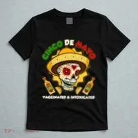 Cinco De Mayo Vaccinated And Intoxicated Sugar Skull T-Shirt thumb 5
