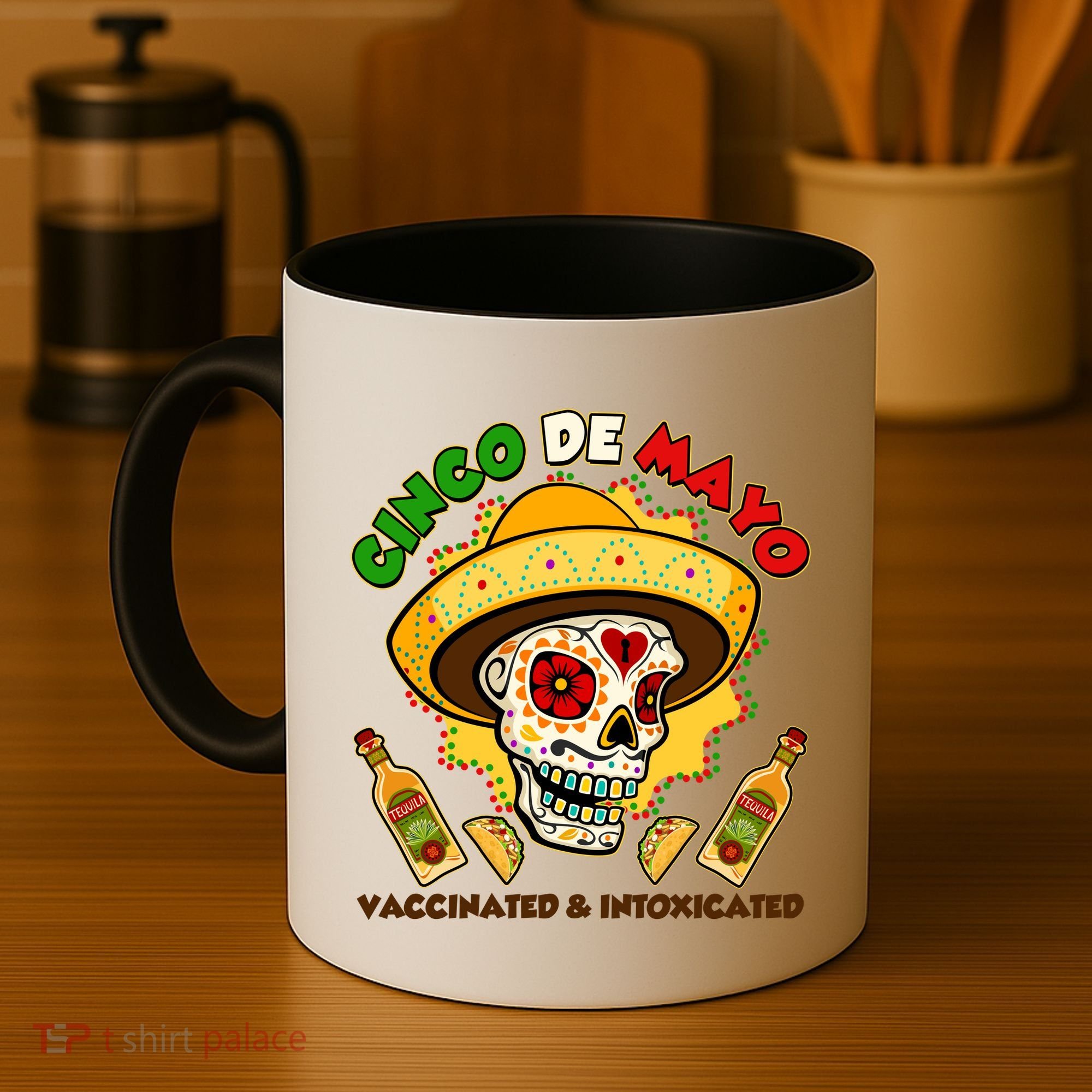 Cinco De Mayo Vaccinated And Intoxicated Sugar Skull Coffee Mug