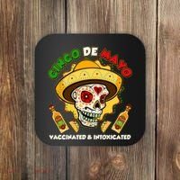 Cinco De Mayo Vaccinated And Intoxicated Sugar Skull Coaster thumb 0