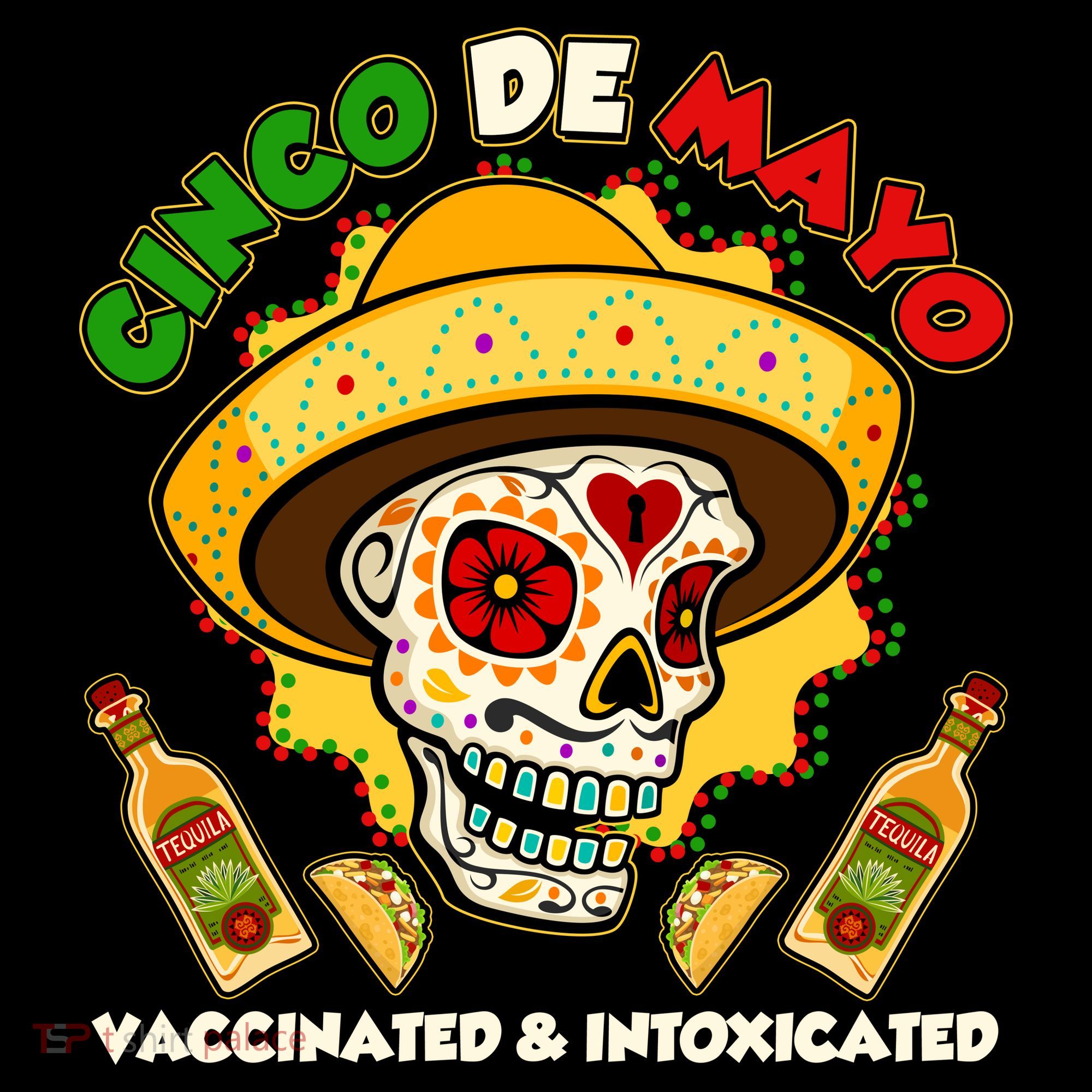 Cinco De Mayo Vaccinated And Intoxicated Sugar Skull Coaster