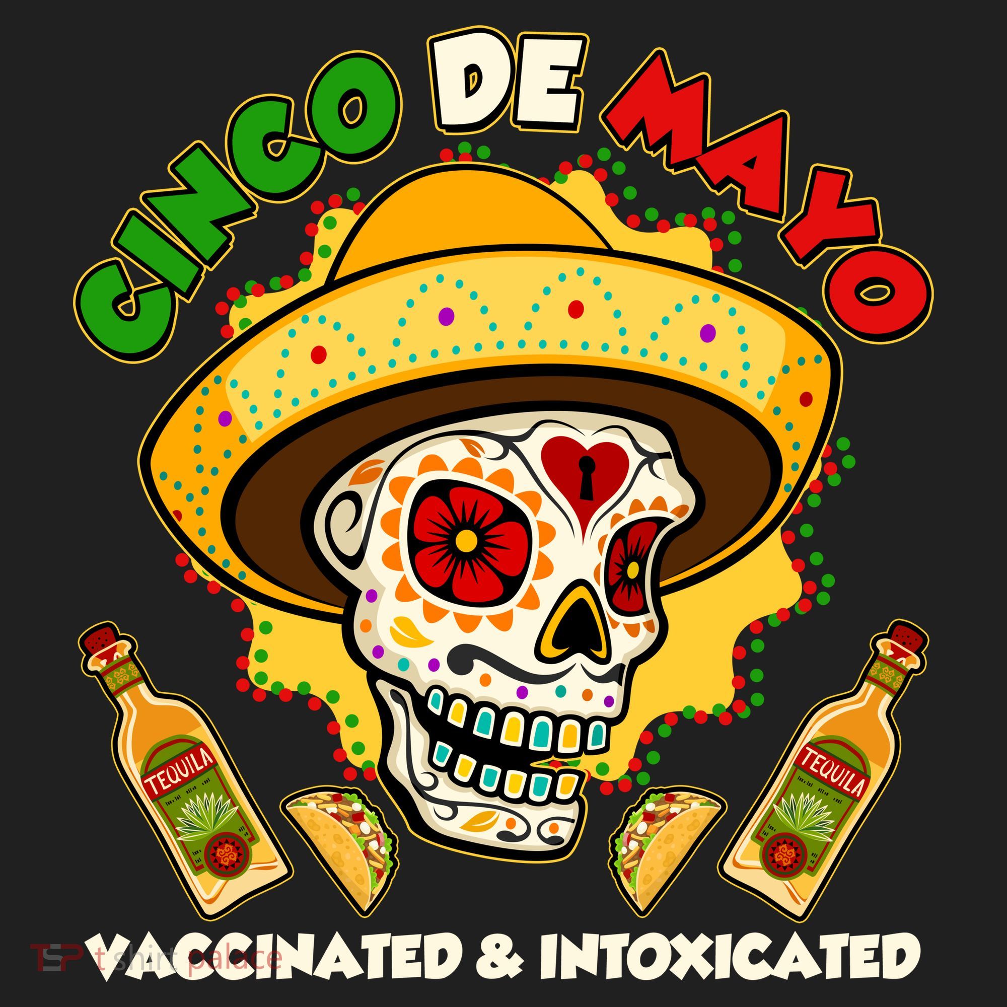 Cinco De Mayo Vaccinated And Intoxicated Sugar Skull Hat