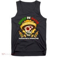 Cinco De Mayo Vaccinated And Intoxicated Sugar Skull Tank Top thumb 0
