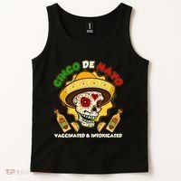 Cinco De Mayo Vaccinated And Intoxicated Sugar Skull Tank Top thumb 2